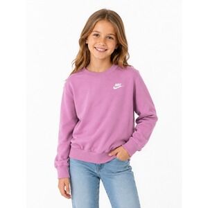 Nike Kids Oversized Fleece Crewneck Sweatshirt Pink XS